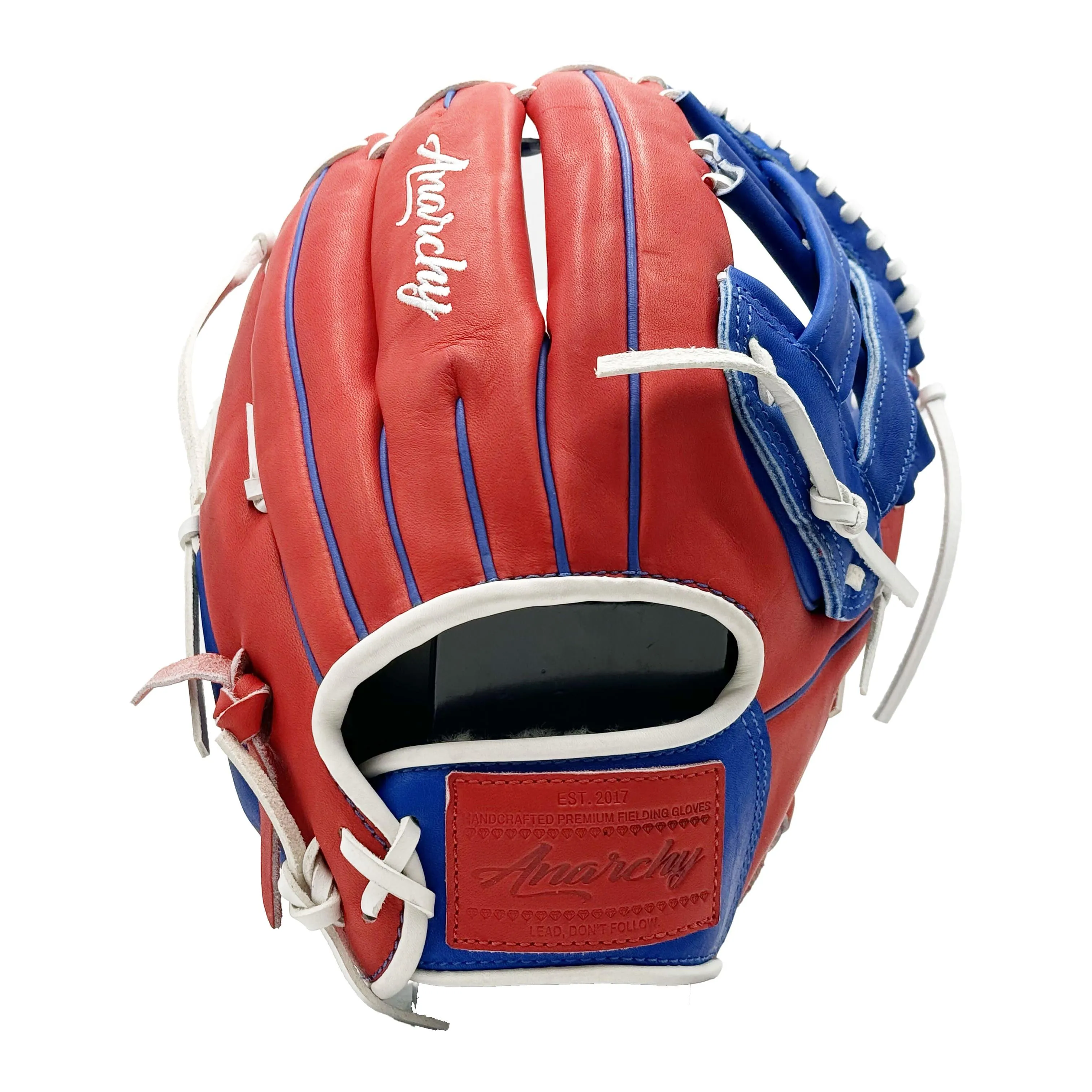 Anarchy Kip Leather Premium Softball Fielding Glove - AFG002 (Red/Royal)